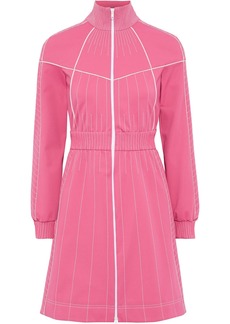 Valentino Garavani - Zip-detailed embroidered stretch-ponte mini dress - Pink - IT 38