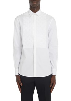 Valentino Woven Plastron Cotton Button-Up Shirt
