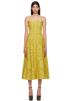 Valentino Yellow Jacquard Midi Dress