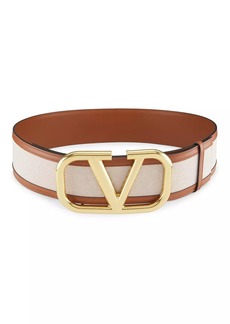 Valentino VLogo Canvas Leather Belt