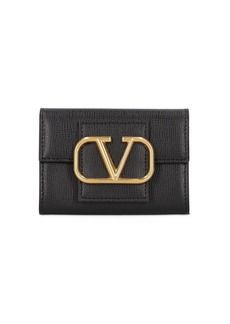 Valentino Vlogo Grained Leather Card Holder