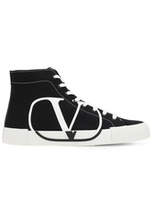 Valentino Vlogo High Top Canvas & Suede Sneakers