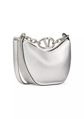 Valentino VLogo Moon Mini Hobo Bag in Metallic Grainy Calfskin with Chain