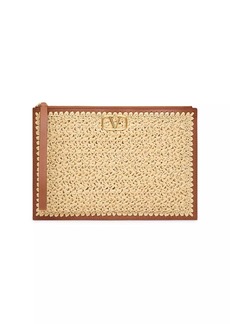 Valentino VLogo Signature Clutch Bag in Raffia