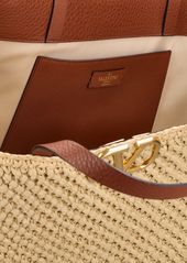 Valentino Vlogo Signature Crochet Raffia Tote Bag