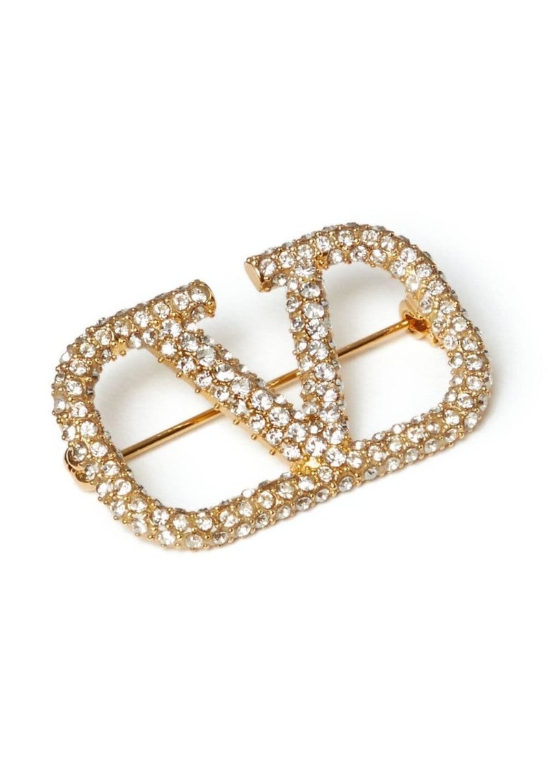 Valentino VLogo Signature crystal-embellished brooch