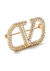 Valentino VLogo Signature crystal-embellished brooch