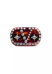 Valentino VLogo Signature Hair Clip in Resin, Metal and Crystals