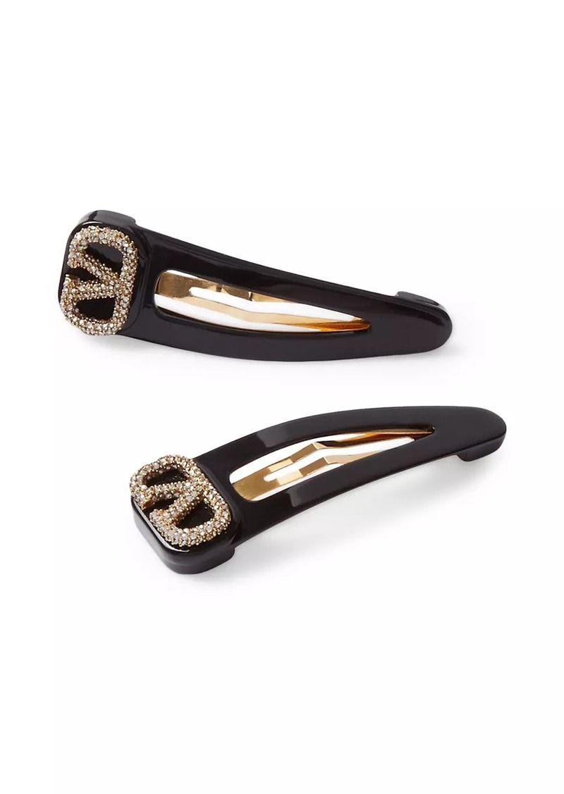 Valentino VLogo Signature Metal and Resin Hair Clips