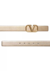 Valentino VLogo Signature Reversible Belt in Metallic and Shiny Calfskin 30MM