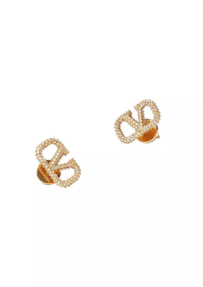 Valentino Vlogo Signature Stud Earrings In Metal And Swarovski® Crystals