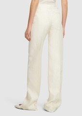 Valentino Wo & Silk Crepe Logo H/wa Straight Pants