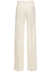 Valentino Wo & Silk Crepe Logo H/wa Straight Pants