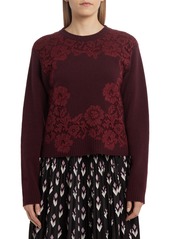 Valentino Floral Lace Wool & Cashmere Sweater in Garnet at Nordstrom
