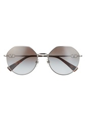 Women's Valentino Havana Gold 57mm Gradient Irregular Sunglasses - Gunmetal/ Gradient Black