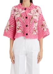 Women's Valentino Lilum Floral Embroidered Cardigan