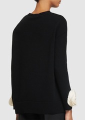 Valentino Wool Knit Sweater W/ Collar And Roses