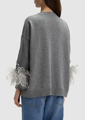 Valentino Wool Knit Sweater W/feathers