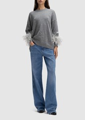Valentino Wool Knit Sweater W/feathers