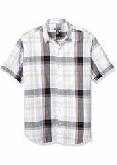Van Heusen Men's Air Seersucker Short Sleeve Button Down Poly Rayon Shirt