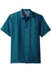Van Heusen Men's Air Short Sleeve Button Down Poly Rayon Print Shirt