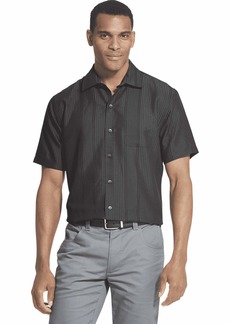 Van Heusen Men's Air Short Sleeve Button Down Poly Rayon Stripe Shirt