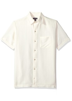 Van Heusen Men's Size Big Air Short Sleeve Button Down Poly Rayon Stripe Shirt