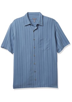 Van Heusen Men's Big Air Short Sleeve Button Down Poly Rayon Stripe Shirt  4X-Large Tall