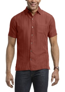 Van Heusen Men's Big Air Short Sleeve Button Down Poly Rayon Stripe Shirt  Large Tall