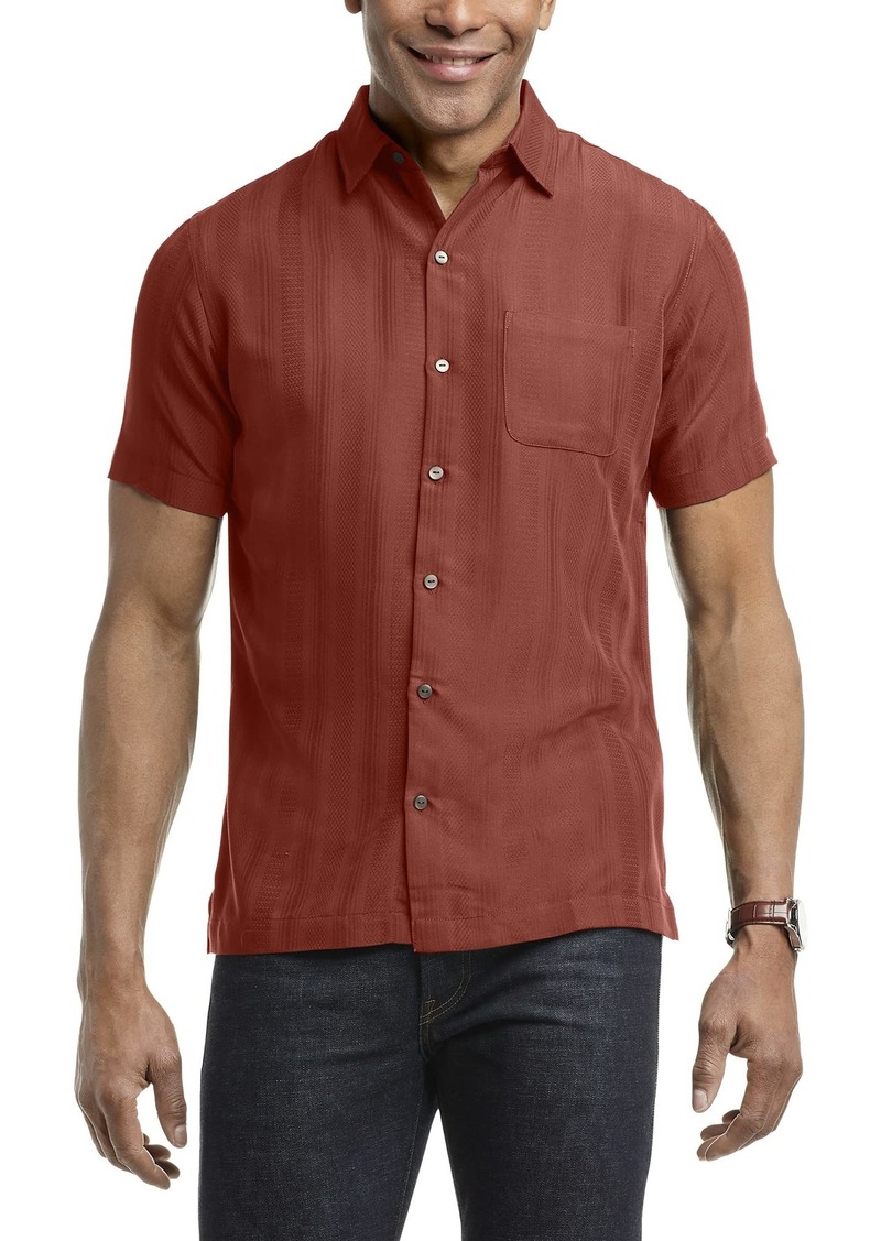 Van Heusen Men's Big Air Short Sleeve Button Down Poly Rayon Stripe Shirt  5X-Large Tall