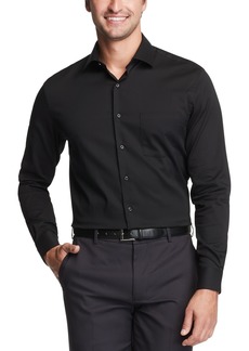 Van Heusen Men's Big & Tall Classic/Regular-Fit Stain Shield Performance Stretch Textured Dress Shirt - Black