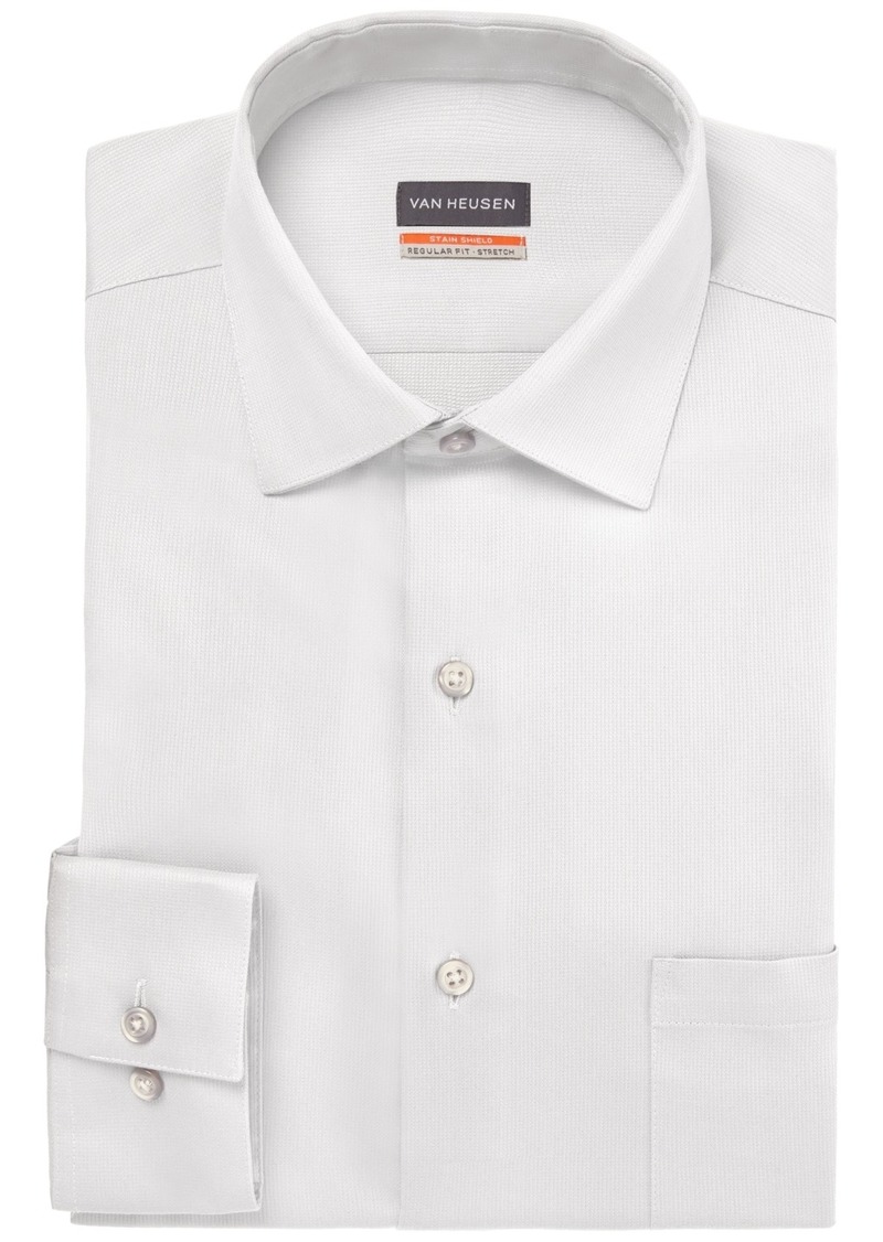 Van Heusen Men's Big & Tall Classic/Regular-Fit Stain Shield Solid Dress Shirt - White