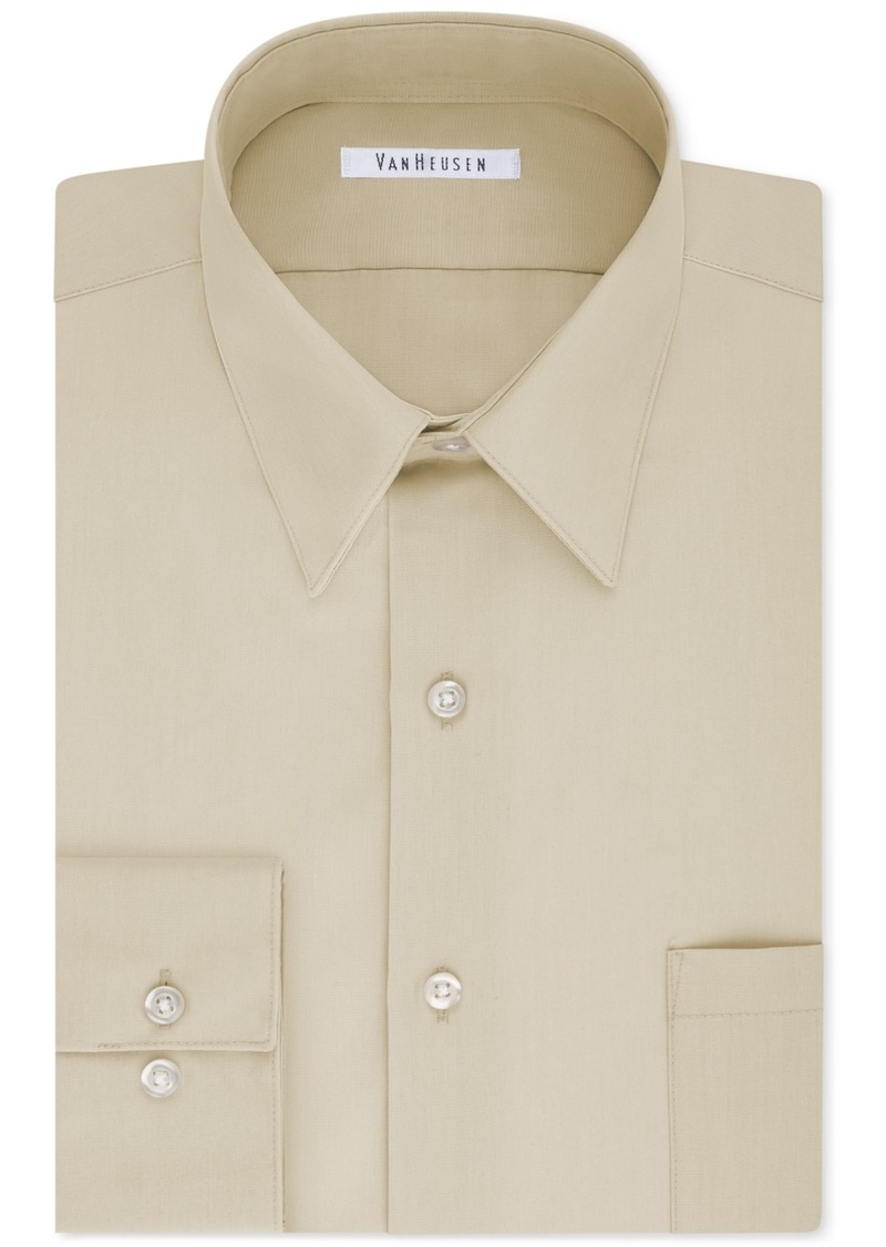 Van Heusen Men's Big & Tall Classic/Regular Fit Wrinkle Free Poplin Solid Dress Shirt - Stone