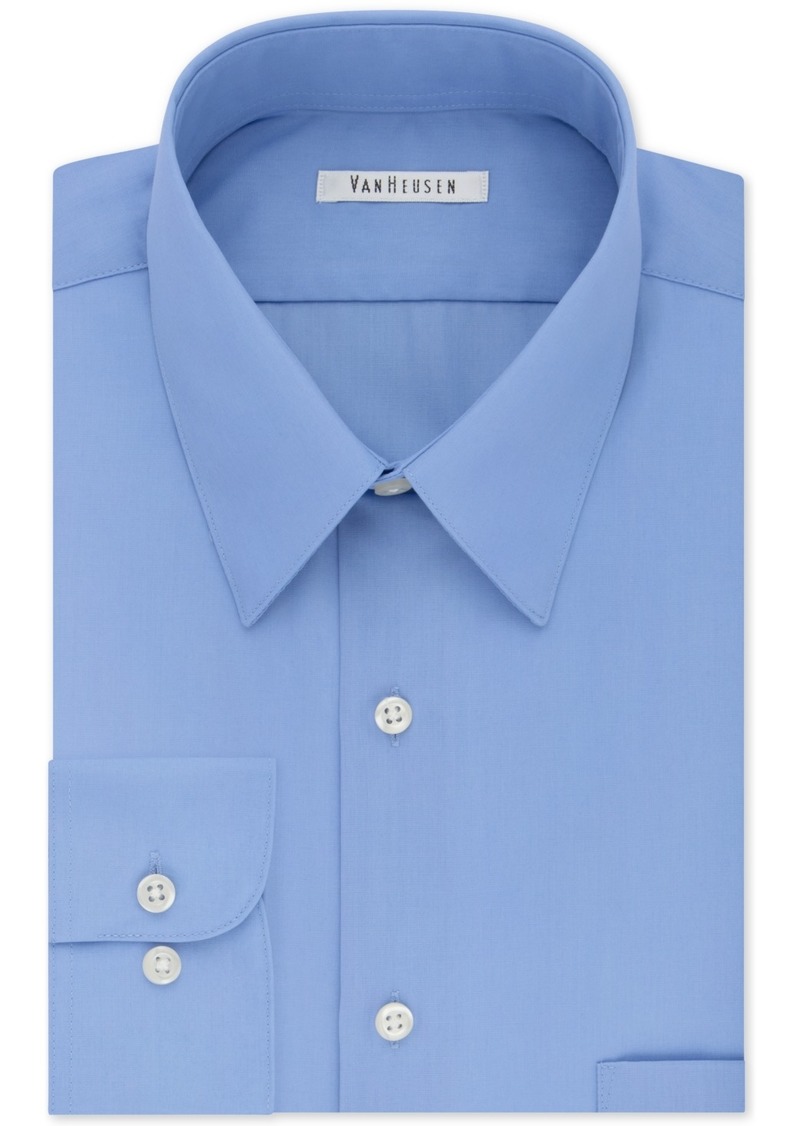 Van Heusen Men's Big & Tall Classic/Regular Fit Wrinkle Free Poplin Solid Dress Shirt - Cameo Blue