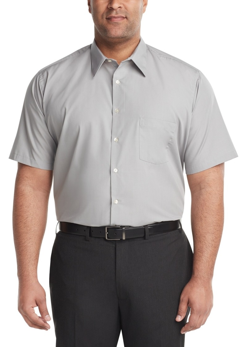 Van Heusen Men's Big & Tall Poplin Short Sleeve Dress Shirt - Greystone