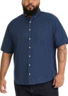 Van Heusen Men's Size Big and Tall Wrinkle Free Short Sleeve Button Down Check Shirt