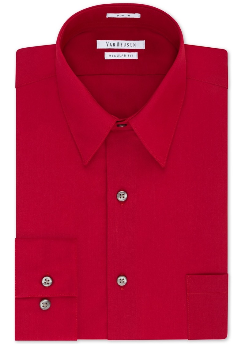 Van Heusen Men's Classic-Fit Point Collar Poplin Dress Shirt - Flame