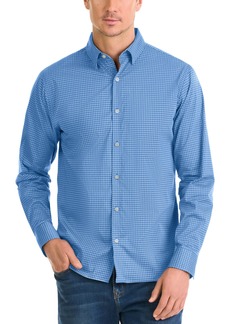 Van Heusen mens Classic Fit Stain Shield Never Tuck Stretch Pattern Button Down Shirt   US