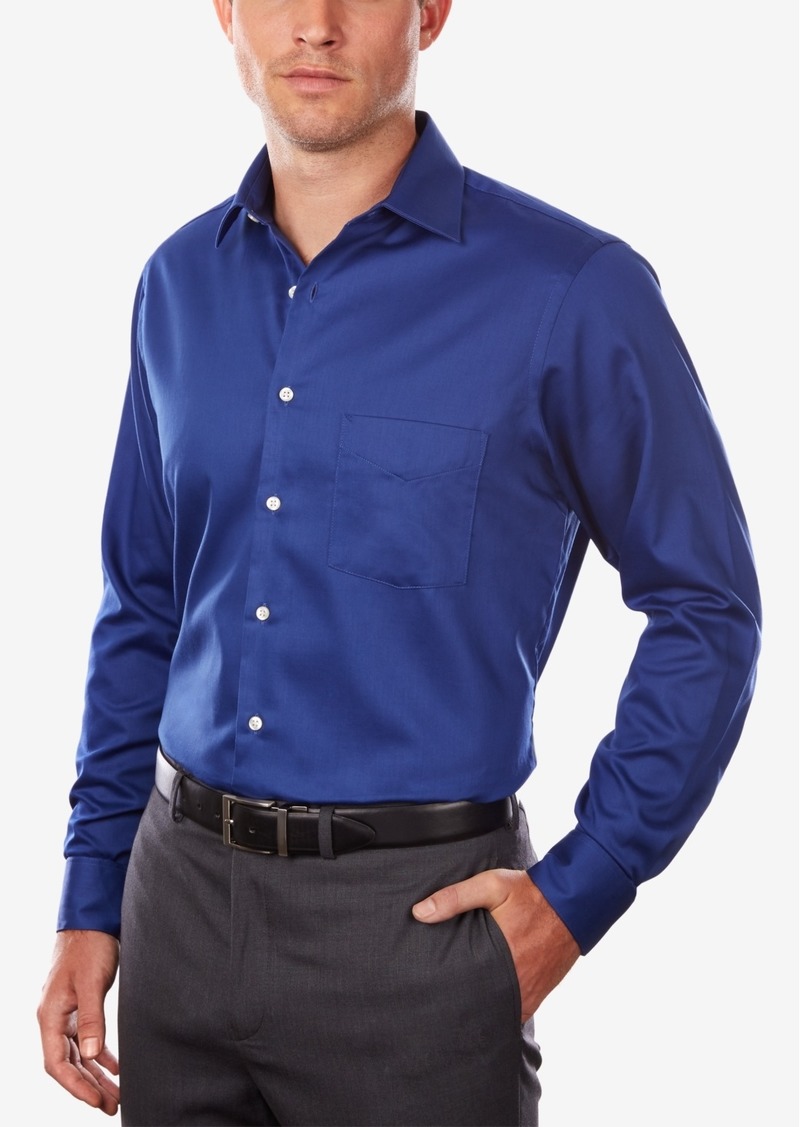 Van Heusen Men's Classic/Regular Fit Stretch Wrinkle Free Sateen Dress Shirt - Blue Velvet