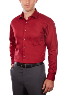 Van Heusen Men's Dress Shirts Regular Fit Lux Sateen Stretch Solid red