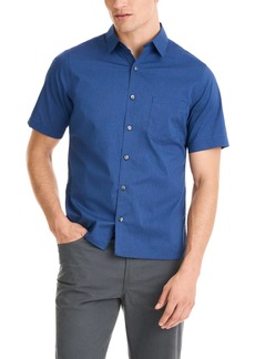 Van Heusen Men's Essential Woven Solid Short Sleeve Button Up