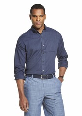 Van Heusen Men's Flex Long Sleeve Button Down Stretch Shirt Black IRIS Solid  Slim