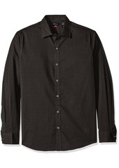 Van Heusen Men's Flex Long Sleeve Stretch Shirt Black Stripe