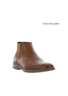 Van Heusen Men's Geo Faux Leather Pull-On Boots - Cognac