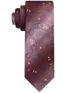Van Heusen Men's Shimmering Paisley Long Tie - Wine
