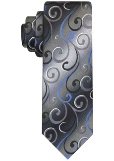 Van Heusen Men's Shimmering Swirl Long Tie - Black