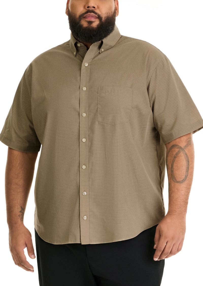 Van Heusen Men's Size Big and Tall Wrinkle Free Short Sleeve Button Down Check Shirt  4X-Large