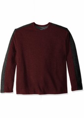 Van Heusen Men's Size Big Flex Long Sleeve Colorblock Crewneck Pullover Sweater Purple deep Raisin 2X-Large Tall