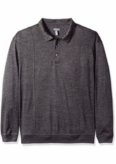 Van Heusen Men's Size Big Long Sleeve Flex Sweater Fleece Melange Polo