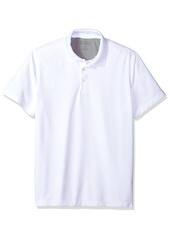 Van Heusen Men's Slim Fit Short Sleeve Air Performance Ottoman Stripe Polo Shirt WHT Bright Whit
